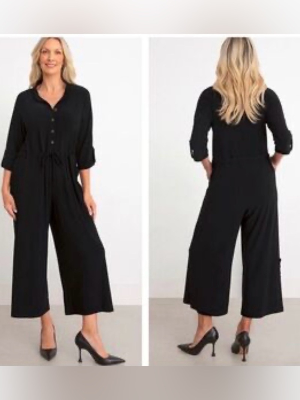 Sympli Safari Jumpsuit Elbow Sleeve Seaweed Green 12 Jersey Wide Leg Travel Chic